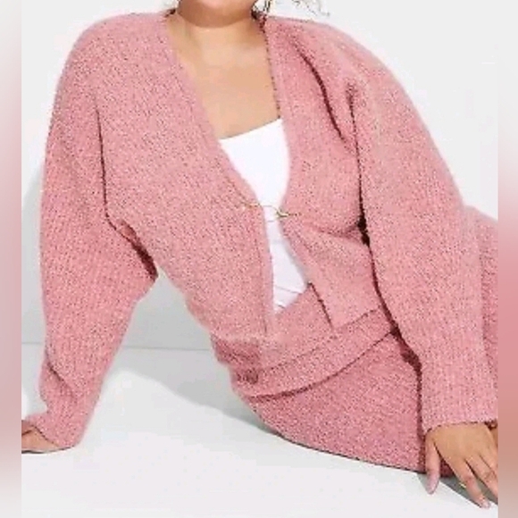 Wild Fable Pink Boucle Cardigan Sweater Size Large - Picture 5 of 5